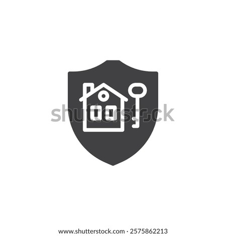 Tenant Insurance vector icon. filled flat sign for mobile concept and web design. A house key and a shield glyph icon. Symbol, logo illustration. Vector graphics