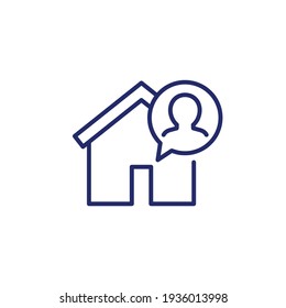 Tenant, Resident Line Icon With House