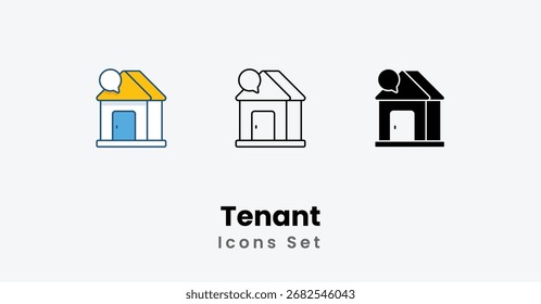 Conjunto de iconos de Vector de inquilino Ilustración de stock de Vector