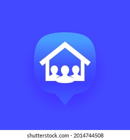 tenants icon, house and 3 residents vector