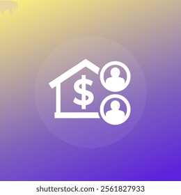 tenants and rent payment vector icon with house