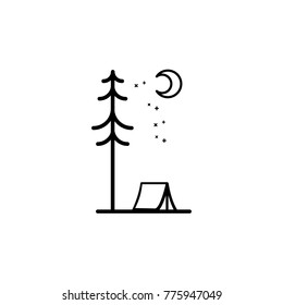 A Tend  by a Tree under the Moon