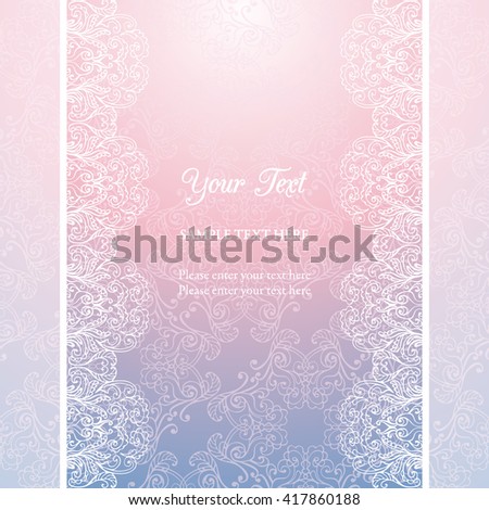 Tender abstract shiny background with transparent lacy ornamental borders. Vector Eps 10