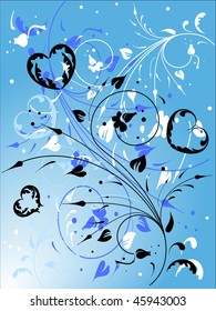 tender abstract vector postcard with floral elements and hearts