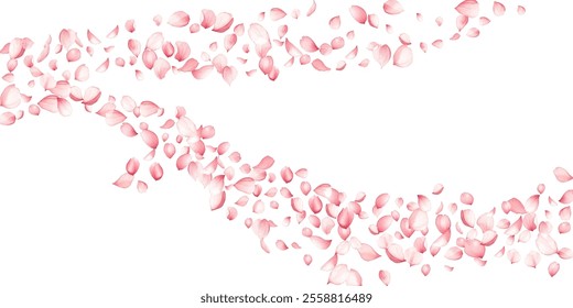 Tender apricot tree blossom petals flying on white groundwork vector illustration. Woman's day flower decor elements. Gentle spring pink bloom petals gentle Aromatic floral backdrop.