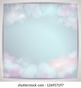 Tender background with blurred hearts.