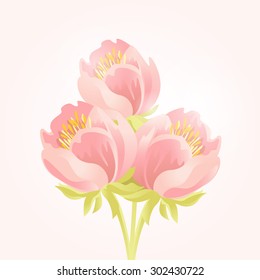 Tender background with bouquet of pink beautiful flowers. EPS 10