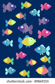 Tender background with colored fish, vector