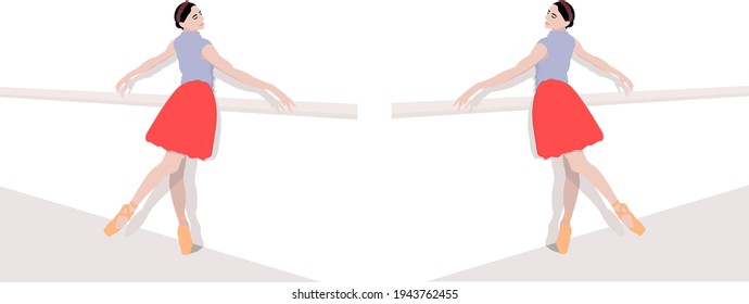 Tender Ballet dancer vector illustration in red and blue 