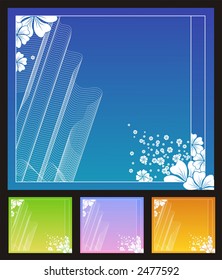 Tender and beautiful background with flowers and thin lines. Vector