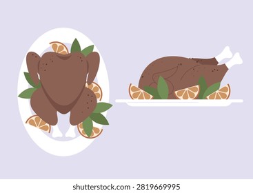 Tender bird meat sits beautifully on a platter, surrounded by vibrant orange slices and fresh green leaves, perfect for a festive gathering or a cozy dinner.
