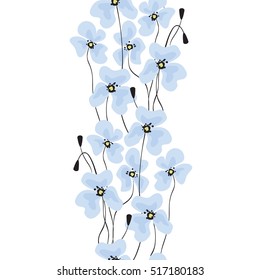 Tender blue flowers in the seamless pattern for the background or art border