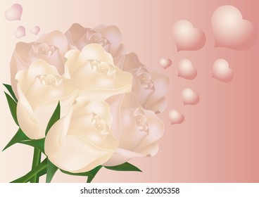Tender card with roses and heart