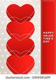 Tender card for Valentine's Day with red hearts. Love poster, cover, banner