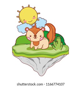 tender chipmunk animal in the float island