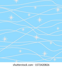 Tender Christmas seamless pattern: blue wrapping paper texture, greeting card illustration. Vector graphics.