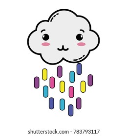 tender cloud kawaii with lines rainbow