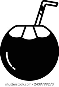 Tender coconut glyph and line vector illustration
