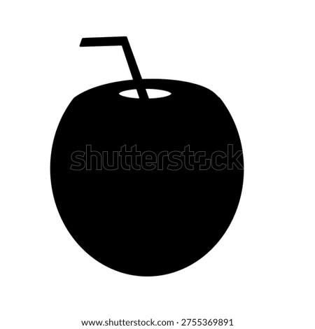 tender coconut healthy drink with straw silhouette