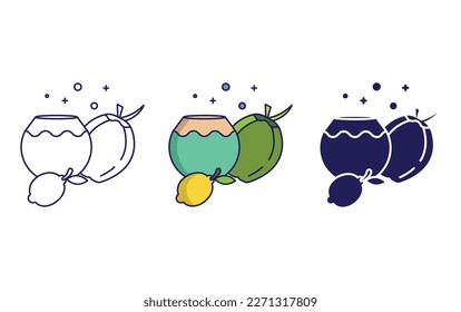 Tender coconut line and solid illustration icon