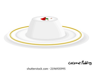 Tender coconut pudding or Elaneer Pudding indian Sweet Dish Food Vector