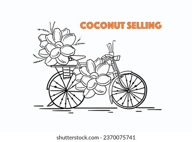 tender coconut selling illustration vector