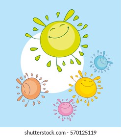 tender color funny mascot. bubble shape sun rabbit or bunny. simple vector illustration design for kid projects.