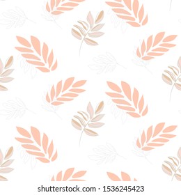 Tender colors leaves seamless vector pattern. Fabric textile plant leaf texture print.