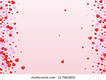 Tender Confetti Background Pink Vector. Romance Texture Heart. Violet Blank Backdrop. Pinkish Heart Card Pattern. Lilac Element Illustration.