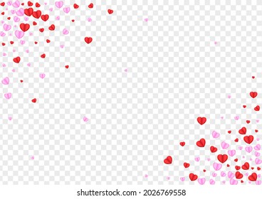 Tender Confetti Background Transparent Vector. Bright Texture Heart. Red Birthday Backdrop. Fond Heart Card Pattern. Violet Mother Frame.