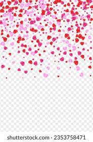 Tender Confetti Background Transparent Vector. Greeting Pattern Heart. Red Happy Illustration. Fond Confetti Wallpaper Backdrop. Violet Isolated Texture.