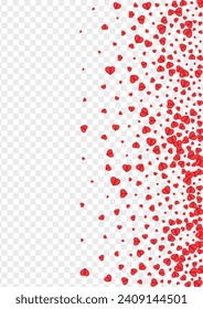 Tender Confetti Background Transparent Vector. Day Frame Heart. Fond Honeymoon Pattern. Red Heart Paper Backdrop. Pink Rain Texture.
