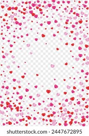 Tender Confetti Background Transparent Vector. Card Frame Heart. Red Mother Pattern. Fond Confetti Abstract Backdrop. Pink Blank Illustration.