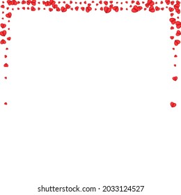 Tender Confetti Background White Vector. Paper Pattern Heart. Fond Bright Frame. Red Heart Valentine Backdrop. Pink Romance Texture.
