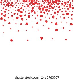Tender Confetti Background White Vector. Falling Frame Heart. Pink Cute Texture. Violet Heart Rain Backdrop. Red Present Pattern.
