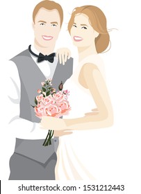 tender couple wedding vector rose