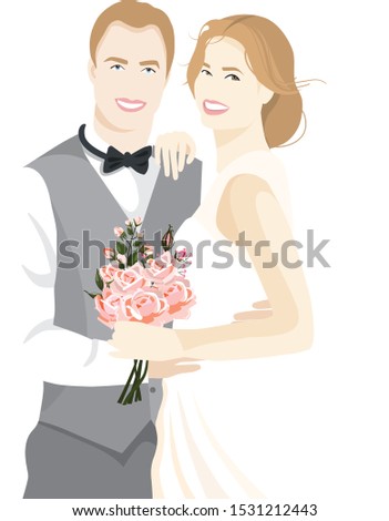 tender couple wedding vector rose