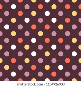 Tender, cute dots seamless pattern. Minimalistic retro style. Glowing dots. On purple background