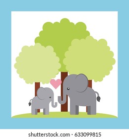 tender cute elephant card icon