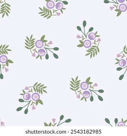 Tender cute seamless pattern with flowers and leaves. Nature backdrop. Graphic design for fabric, wrapping, textile, wallpaper, card, paper gift, phone case, stationery.