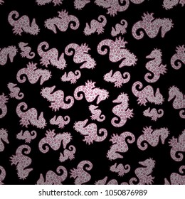 Tender fabric pattern. Doodles pattern. Black, white and pink on colors. Seamless Abstract interesting background. Vector.