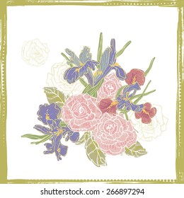 Tender floral  composition. All objects are conveniently grouped  and are easily editable.