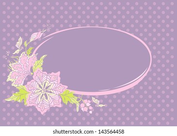 Tender floral frame on abstract background