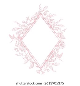 Tender  Floral pink card, Elegant Line Art Design