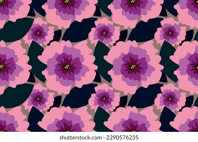 Tender flowers fashionable stylish seamless botanical vector pattern for design and decorations