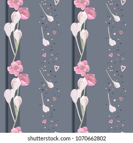 Tender flowers for textile on seamless