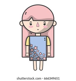 tender girl child with pijama and hairstyle