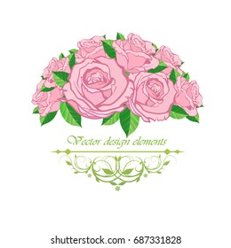 Tender and graceful floral vignette in retro style. Made in pastel tones.