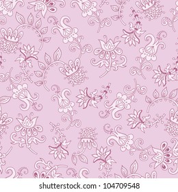 Tender and graceful hand drawn seamless pattern in light pink tones.
