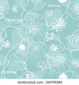 Tender and graceful hand painted textured summer vector seamless pattern.